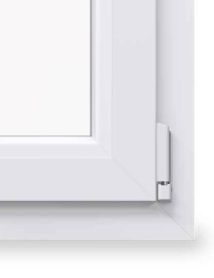 WERTBAU Fensterschnitt Kunststoff Premium K825, Innenansicht mit sichtbarem Beschlag
